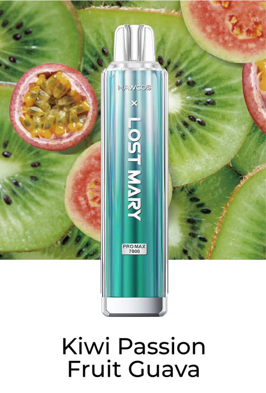 Kiwi Passion Fruit Guava Pro Max 7000 Prefilled Vape Kit by Hawcos X Lost Mary