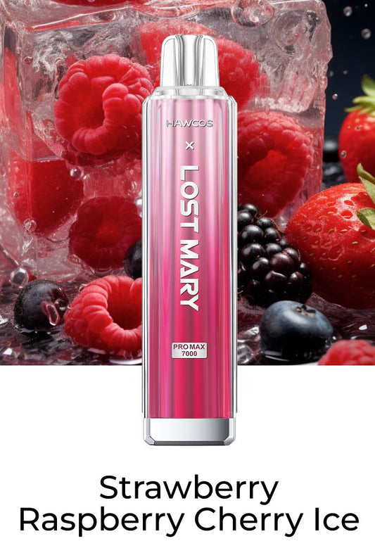 Strawberry Raspberry Cherry Ice Pro Max 7000 Prefilled Vape Kit by Hawcos X Lost Mary